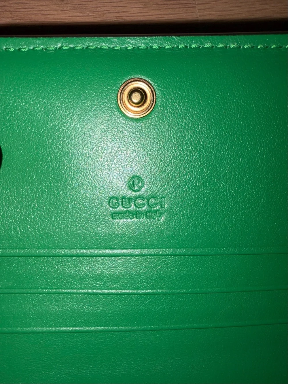 Gucci Green GG Marmont Mini Wallet with Gold Hardware